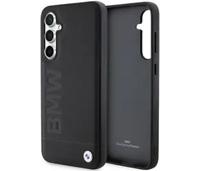 BMW Leather Hot Stamp Samsung Galaxy S23 FE černá / Zadní kryt na mobil / Umělá kůže