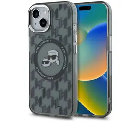Karl Lagerfeld IML Monogram Karl & Choupette Head MagSafe černá / Zadní kryt / Apple iPhone 15 Plus