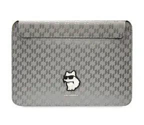 Karl Lagerfeld Pouzdro Saffiano Monogram Choupette 14" stříbrná / Pouzdro na notebook