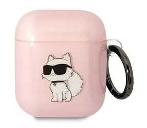 Karl Lagerfeld Ikonik Choupette pouzdro pro AirPods 1/2 růžová / Pouzdro / Pro Apple AirPods 1. a 2. generace