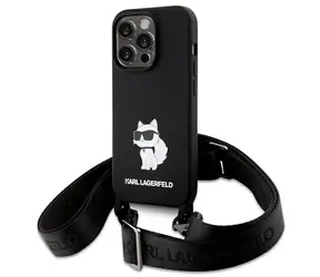 Karl Lagerfeld Crossbody Silicone Choupette černá / Zadní kryt / Apple iPhone 15 Pro Max / Silikon