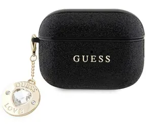 GUESS Glitter Heart Diamond Charm černá / Pouzdro pro Apple AirPods Pro 2