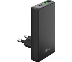 Goobay GaN 90° černá / Síťová nabíječka / 65W / USB-C + USB-A / PD, QC