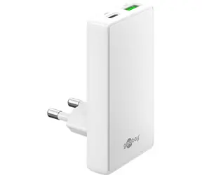 Goobay 90° GaN bílá / Síťová nabíječka / 65W / USB-C + USB-A