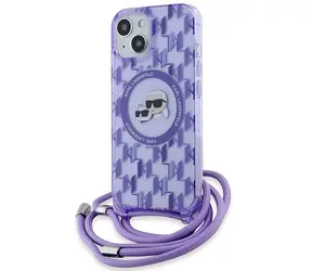 Karl Lagerfeld IML Crossbody Monogram Karl and Choupette Head fialová / Zadní kryt / MagSafe