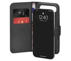 Puro Wallet Stand černá / Pouzdro / iPhone 17 Air / Eko-kůže / Peněženka a stojánek
