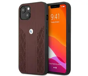 BMW Kožený kryt Curve perforovaný pro iPhone 13 červená / Pouzdro / Pravá kůže / Perforovaný design
