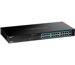 TRENDnet 24-portový PoE+ switch se 2x SFP / Switch / 24x Gigabit PoE+ / 380 W / 52 Gbit/s / kovové provedení