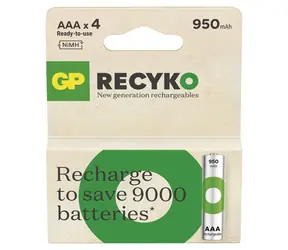 GP ReCyko AAA HR03 950mAh 4ks / Nabíjecí baterie / NiMH / 500+ nabíjecích cyklů