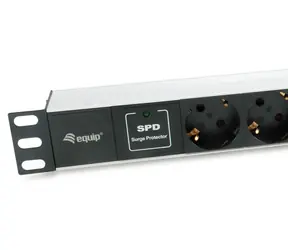 Equip 19" Zásuvkový panel černá, stříbrná / Zásuvkový panel / 1U / 7x Schuko / 2x USB-A / 16 A / hliník