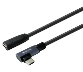 VivoLink adaptér USB-C lomený, zástrčka-zásuvka / Redukce / USB-C(M) - USB-C(F) / 10 Gbps / 0,3 m