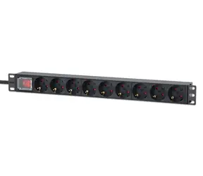 Intellinet Rack zásuvková lišta 9x / Zásuvková lišta / 1U / 16 A / 4000 W / 2 m kabel