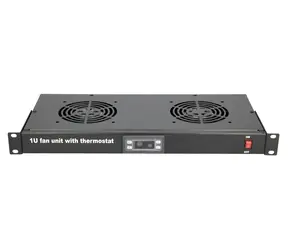 Extralink Ventilační jednotka černá / Ventilační jednotka / 19" / 1U / 2 ventilátory / s termostatem