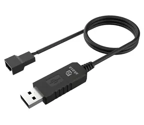 Akasa redukce USB na PC ventilátor černá / Redukce napájení / 5V na 12V / 0,6 m