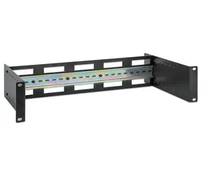 Intellinet Nosič DIN lišty 19" černá / Rack příslušenství / 2U / hloubka nastavitelná / nosnost 9 kg