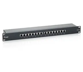 Equip Patch panel 16x RJ45 Cat6 FTP černá / Patch panel / 19" / 1U / 250 MHz / pozlacené kontakty