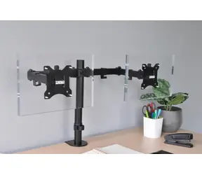AVELI DESQ / Držák pro dva monitory / kloubový / VESA 75x75, 100x100 / nosnost 9 kg/monitor