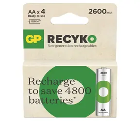 GP ReCyko AA 2600 mAh, 4 ks / Nabíjecí baterie / NiMH / 300+ cyklů