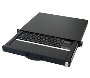 Aixcase 19" výsuvná klávesnice s touchpadem černá / Klávesnice / US rozložení / USB / 1U