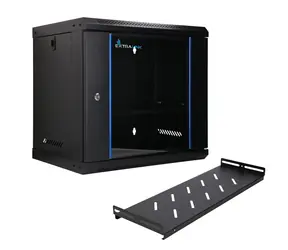 Extralink LITE černá / Nástěnná skříň / 19" / 9U / skleněné dveře / 530 x 400 mm / s policí