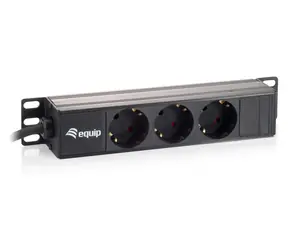 Equip 10" napájecí panel 3x Schuko černá / Napájecí panel / 1U / 16 A / kabel 1,5 m