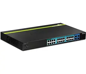 TRENDnet TPE-2840WS / Switch / 24x Gigabit PoE+ / 185 W / 56 Gbit/s / 4x SFP / Managed / 19"