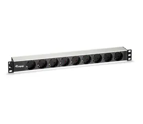 Equip 19" Zásuvkový panel černá/stříbrná / Zásuvkový panel / 1U / 9x Schuko / 16 A / hliník