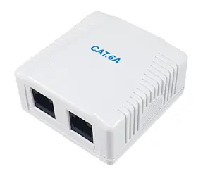 Equip Instalační krabice Cat6A 2x RJ45 bílá / Instalační krabice / UTP / Pozlacené kontakty