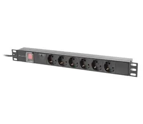 Lanberg PDU černá / Zásuvková lišta do racku / 19" / 1U / 6x zásuvka Schuko / 16 A / 2 m