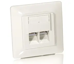 Equip Zásuvka pod omítku 2x RJ45 Cat5e bílá / Zásuvka / 45° / stíněná / LSA-IDC