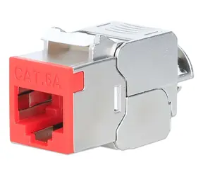 Intellinet Keystone modul Cat6a 10G STP červená / Keystone modul / RJ-45 / STP stíněný / 500 MHz / PoE++