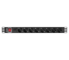 Lanberg PDU černá / Zásuvková lišta do racku / 1U / 19" / 8x zásuvka Schuko / 16 A / 2 m