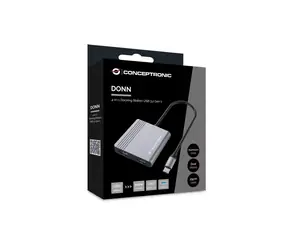 Conceptronic DONN13G / Dokovací stanice / 4v1 / 2x HDMI / USB-C / USB-A 3.2 Gen2