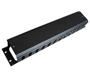 19" Vyvazovací panel 2U černý / Vyvazovací panel / kov / průchozí / hloubka 47 mm