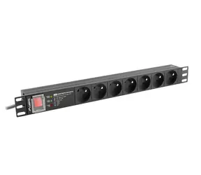 Lanberg SPD-3MP černá / PDU do racku / 19" / 1U / 7x zásuvka typu E (FR) / 16 A / 2 m