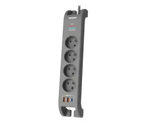 Philips SPN4140GA/60 šedá / Přepěťová ochrana / 4 zásuvky / 2m