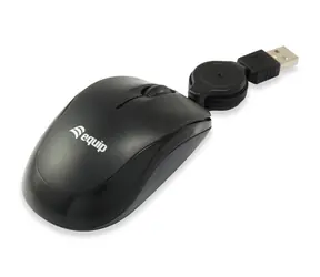 Equip Cestovní myš s vysouvacím kabelem / Myš / USB-A / 1000 DPI / 3 tlačítka / oboustranná / černá