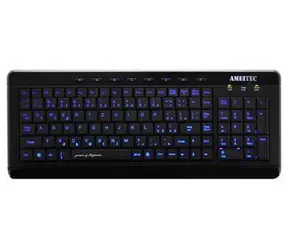 AMEI AM-K3001B černá / Drátová klávesnice / CZ layout / USB / Modré podsvícení / Multimediální klávesy