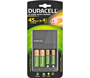 Duracell CEF14 černá / Nabíječka / AA, AAA / 4 ks baterií / NiMH