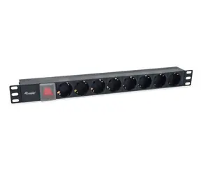 Equip PDU 8x Schuko černá / Zásuvková lišta do racku / 1U / IEC C14 / vypínač / 10 A / 2500 W