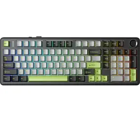 Aula F99 Pro GrayWood V3 černá / Mechanická herní klávesnice / RGB / drátová i bezdrátová / USB-C