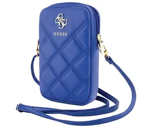 Guess PU Quilted 4G Metal Logo modrá / Taška na telefon / Se zipem