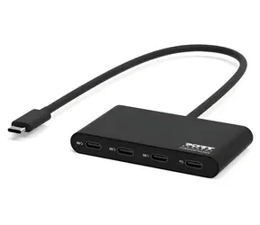 Port USB-C Hub PD 100W černá / USB-C hub / 4x USB-C / 5 Gb/s / 100W PD