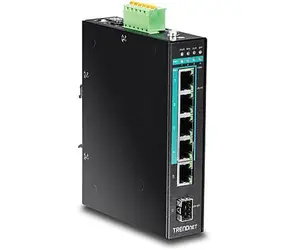 TRENDnet TI-PG541 / Průmyslový switch / 5 portů / 4x Gigabit PoE+ / 120 W / L2 unmanaged / DIN-Rail