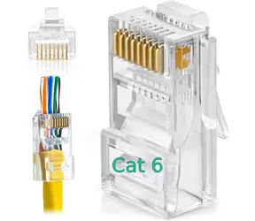 W-STAR RJ45EZ CAT6 / Konektor / Průchozí / UTP / Pozlacené kontakty / Drát, licna / 100 ks