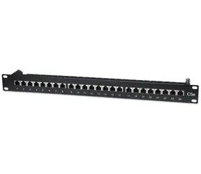 Intellinet 513487 černá / Patch panel / Cat5e STP / 24 portů / RJ-45 / 1U / 19"