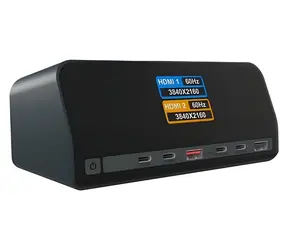 ICY BOX IB-DK2300-CH antracit / Dokovací stanice / USB-C / 2x HDMI / RJ-45 / LCD displej / PD 100W