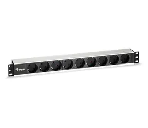 Equip Napájecí lišta 19" 9x černá / Zásuvková lišta / 1U / 2 m / 16 A