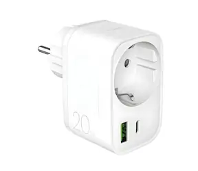 Puro Síťová nabíječka se zásuvkou bílá / Síťová nabíječka / USB-C + USB-A / PD 20W