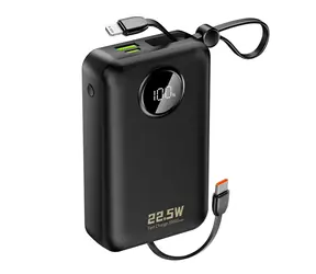 Dudao K14+ 20000mAh černá / Powerbanka / USB-C / USB-A / vestavěné kabely Lightning / USB-C / 22.5W
